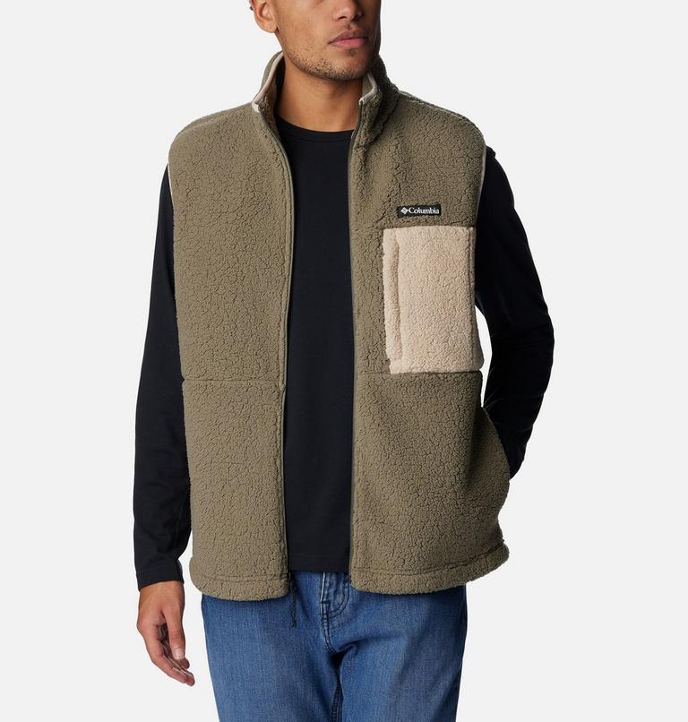 Men's Mountainside Heavyweight Fleece Vest, Color: Stone Green, Ancient Fossil, image 6