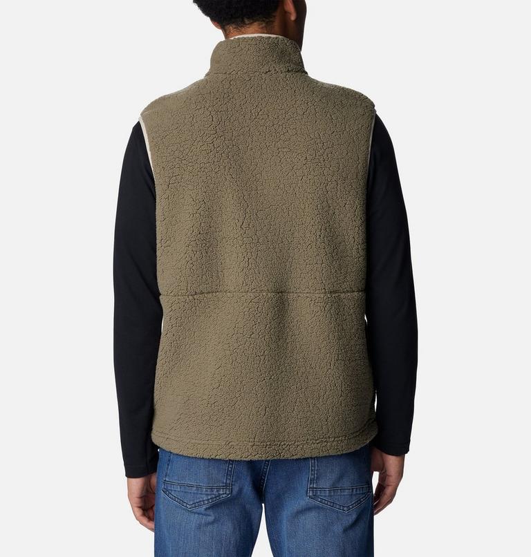 Men's Mountainside Heavyweight Fleece Vest, Color: Stone Green, Ancient Fossil, image 2