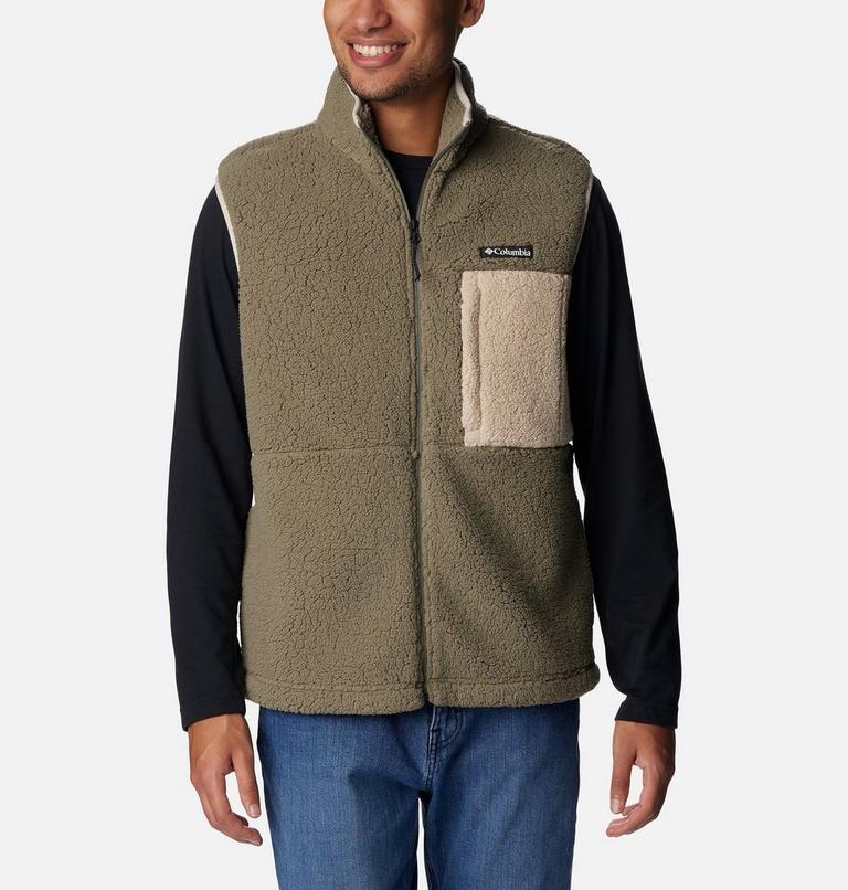Men's Mountainside Heavyweight Fleece Vest, Color: Stone Green, Ancient Fossil, image 1