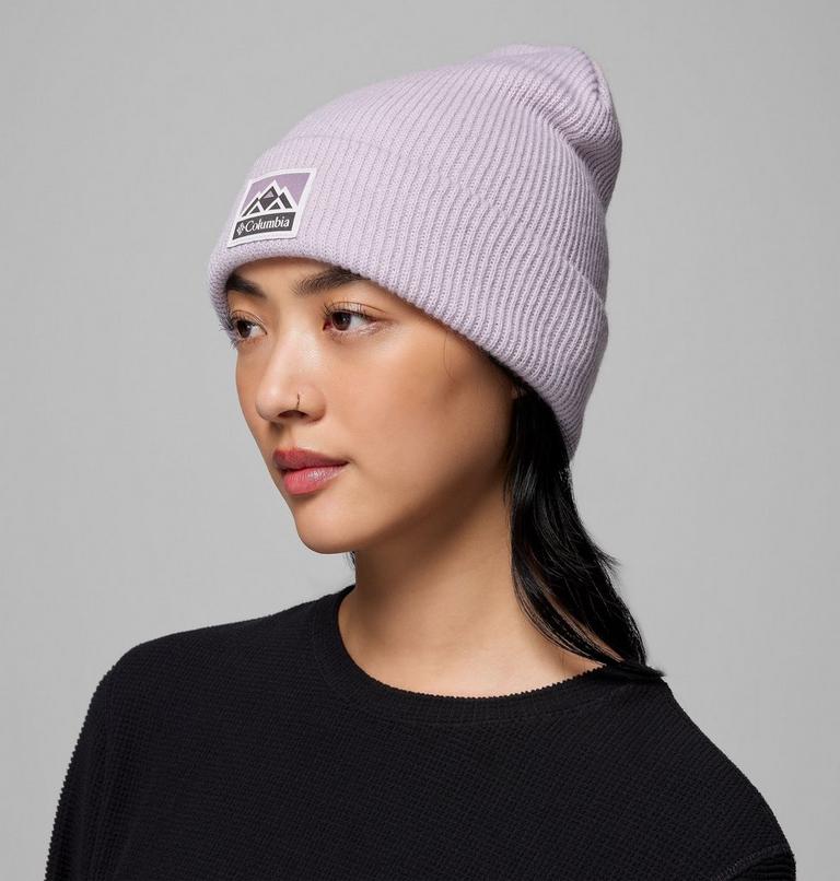 Unisex Whirlibird Cuffed Beanie, Color: Lavender Pearl, Mountains, image 4
