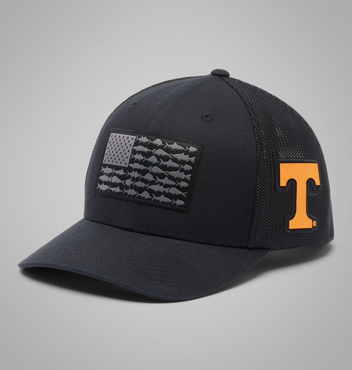 Мужская кепка Columbia PFG Mesh Fish Flag Ball - Tennessee, цвет: Чёрный — фото 1