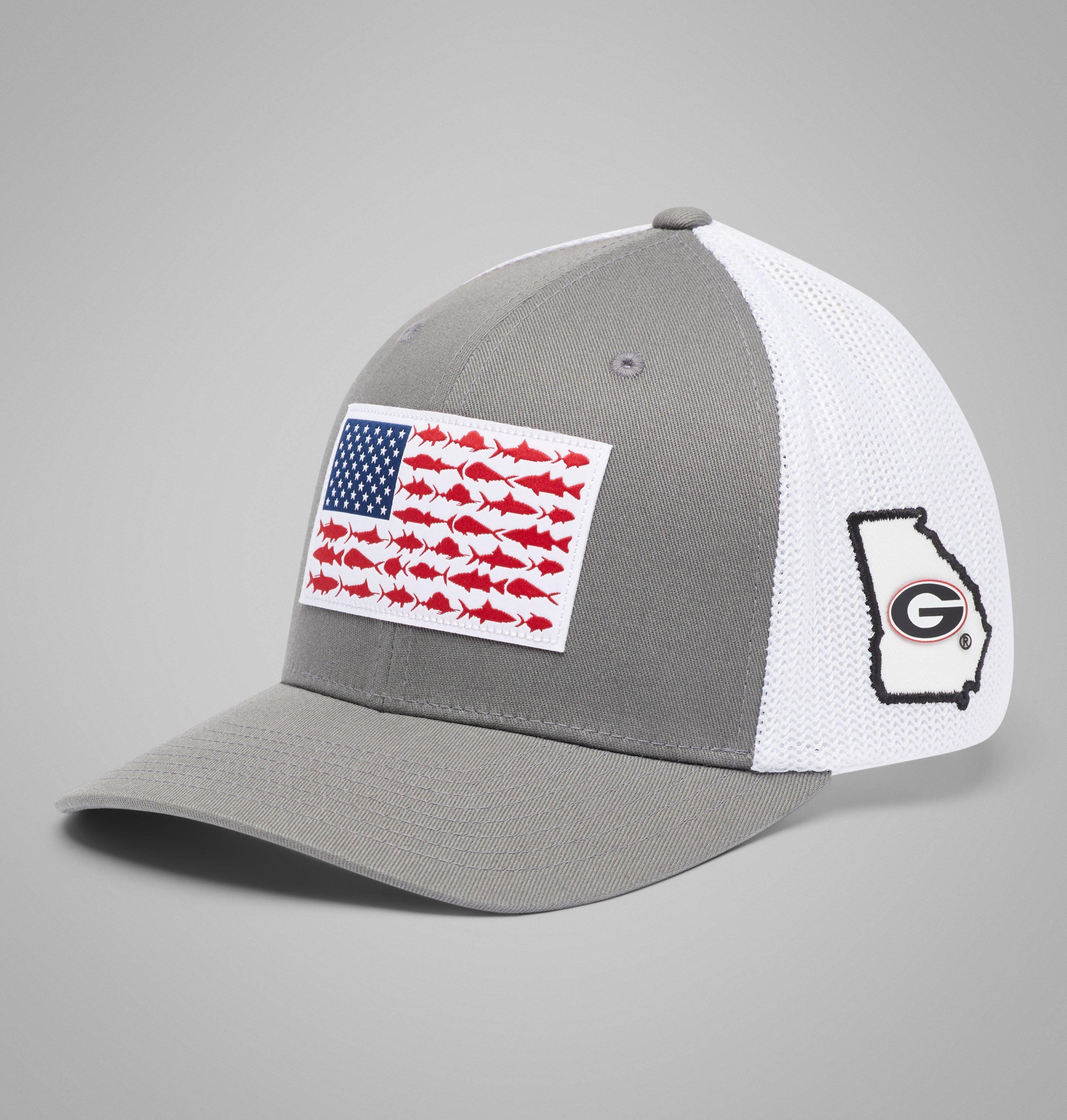 Columbia PFG Mesh  Fish Flag Ball Cap - Georgia-