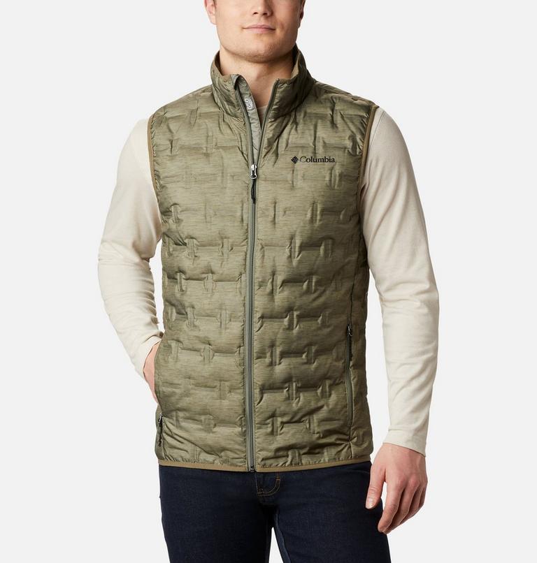 Men's Delta Ridge Down Vest, Color: Stone Green Heather Print, image 1