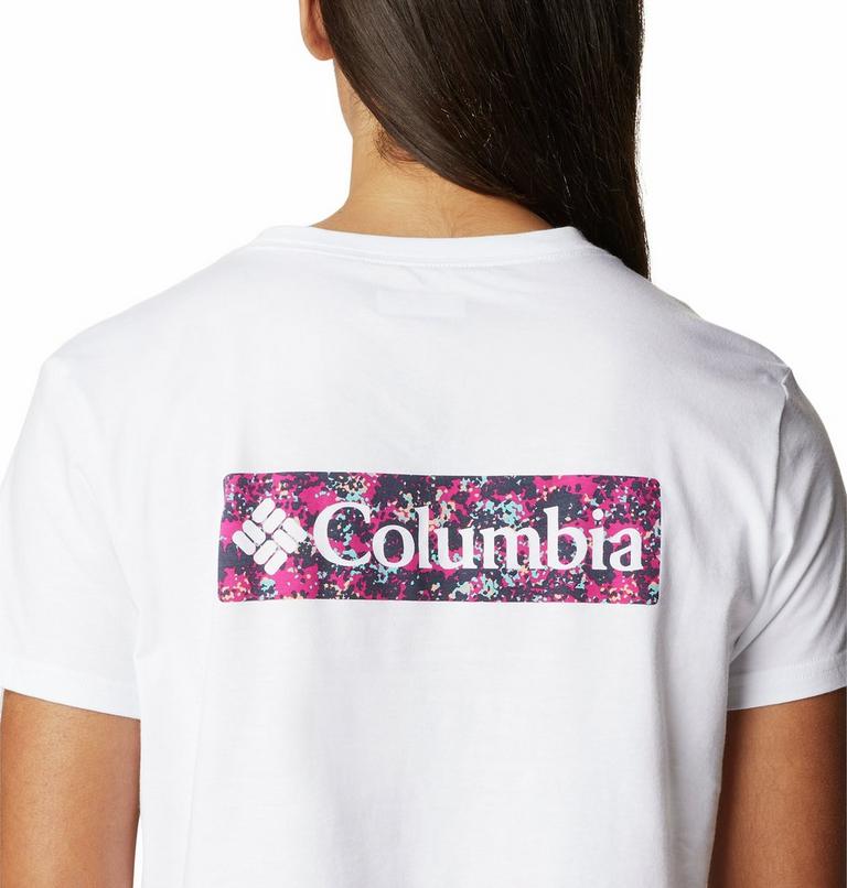 Women&rsquo;s North Cascades Graphic Cropped T-Shirt, Color: White, Wild Fuchsia Dotty Disguise, image 5