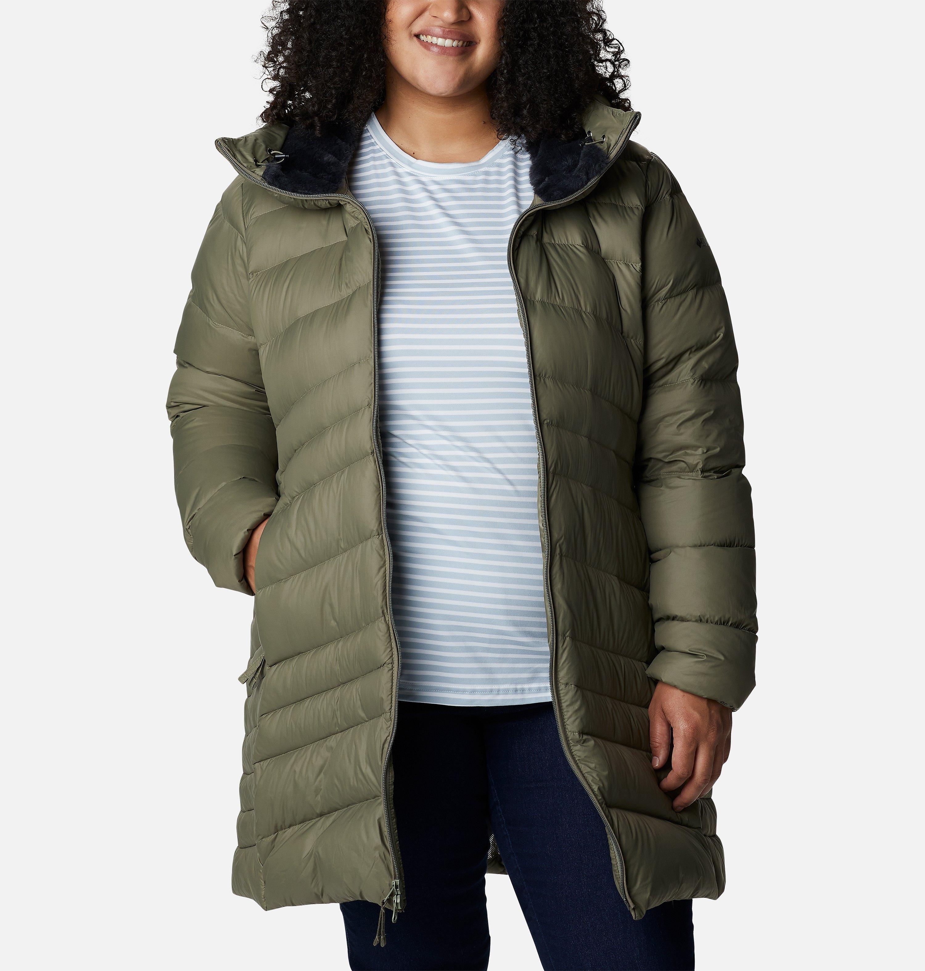 Women's Autumn Park Down Hooded Mid Jacket - Plus Size 6