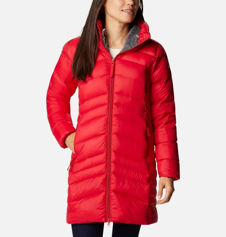 Women's Autumn Park Down Long Jacket, Color: Red Lily, image 1