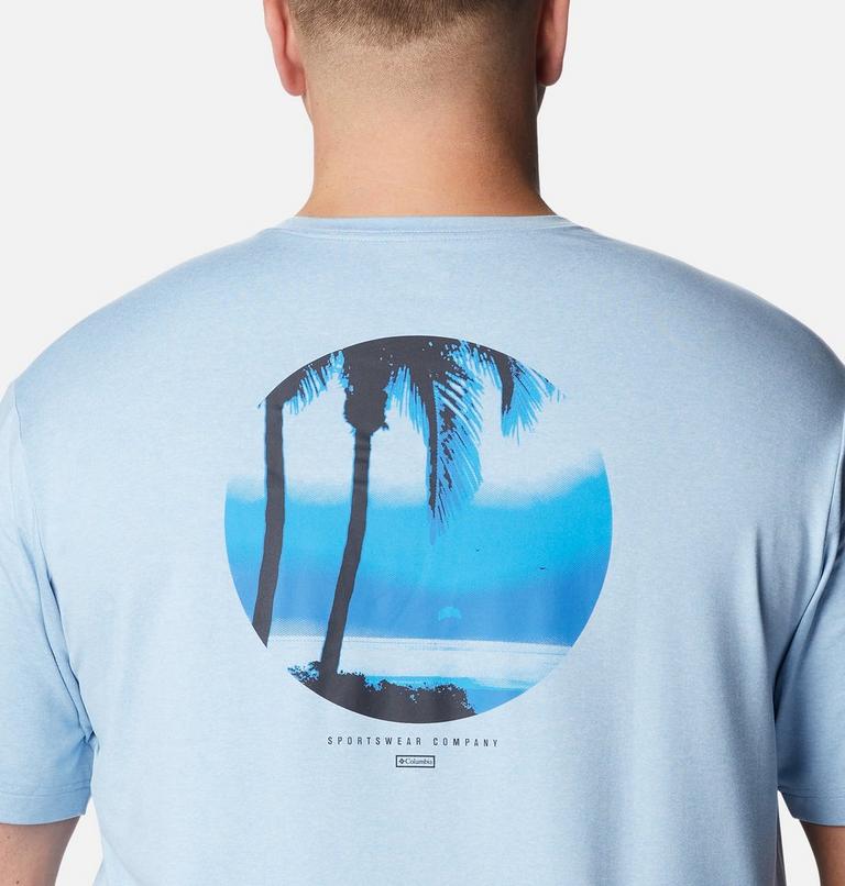 Tech Trail Graphic Tee, Color: Jet Stream Hthr, Palmscape Tonal Graphic, image 5