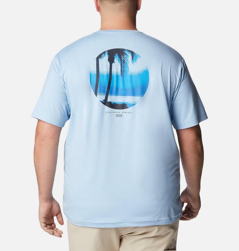 Tech Trail Graphic Tee, Color: Jet Stream Hthr, Palmscape Tonal Graphic, image 2