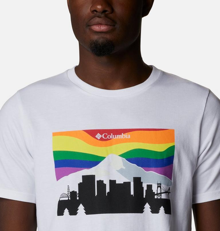 Men's Sun Trek Short Sleeve Graphic Tee, Color: White, Graphic Skyline, image 4