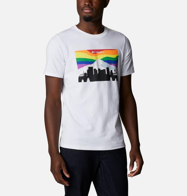 Men's Sun Trek Short Sleeve Graphic Tee, Color: White, Graphic Skyline, image 5