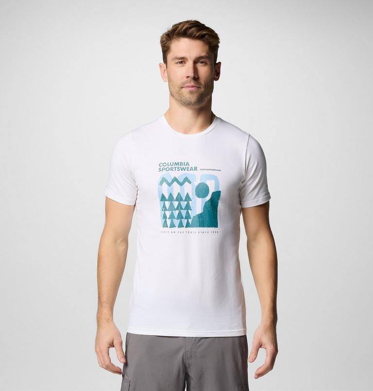 Men's Sun Trek Short Sleeve Graphic Tee, Color: White, Explore Outdoors, image 1