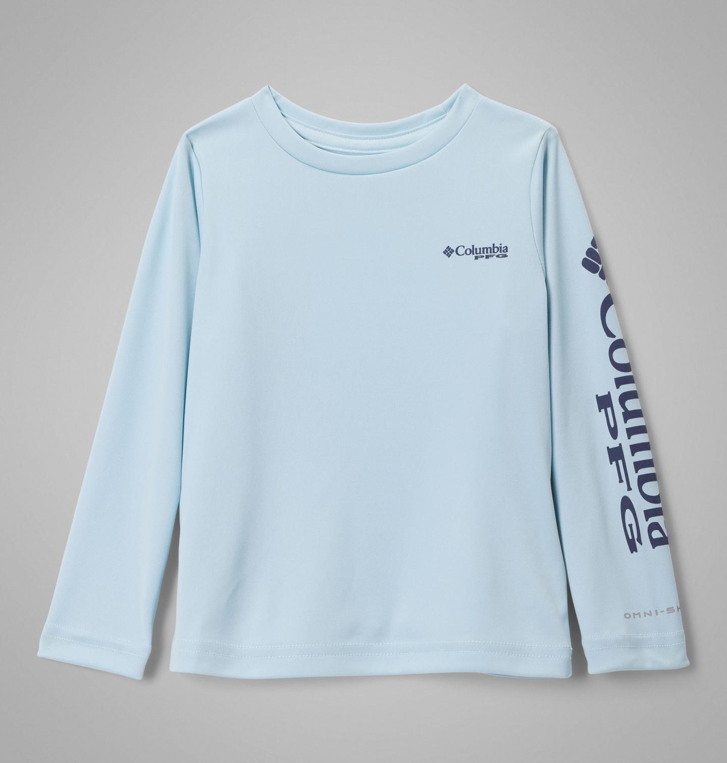 Футболка Columbia PFG Tidal Tee Long Sleeve Shirt для девочек-малышей, цвет: Тёмно-синий — фото 1