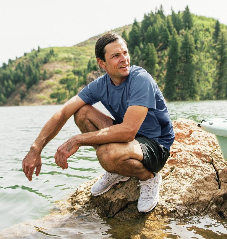 Men's Zero Ice Cirro-Cool Technical T-Shirt, Color: Bluestone, Collegiate Navy Heather, image 6