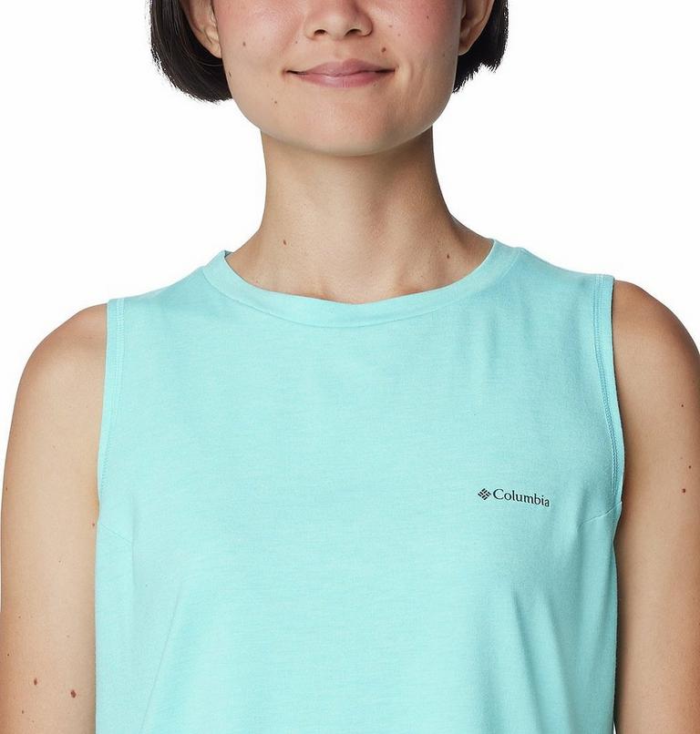 Women's Sun Trek Technical Tank Top, Color: Aquamarine Heather, image 4