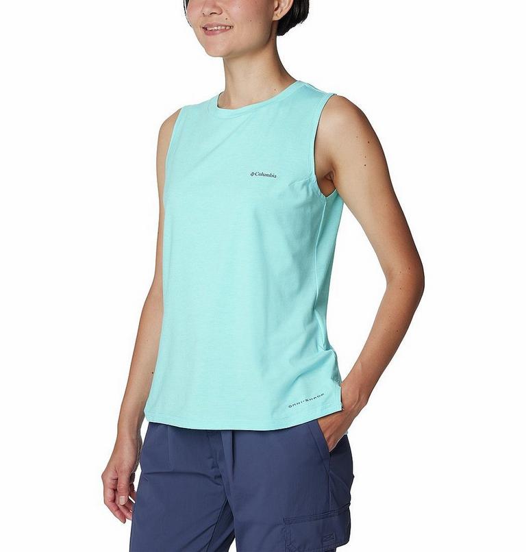 Women's Sun Trek Technical Tank Top, Color: Aquamarine Heather, image 5