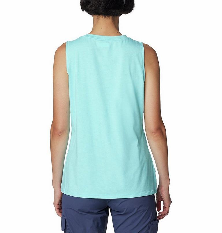 Women's Sun Trek Technical Tank Top, Color: Aquamarine Heather, image 2