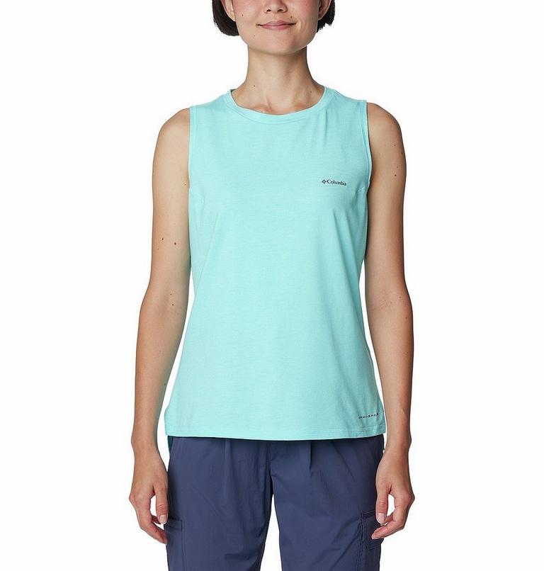 Women's Sun Trek Technical Tank Top, Color: Aquamarine Heather, image 1