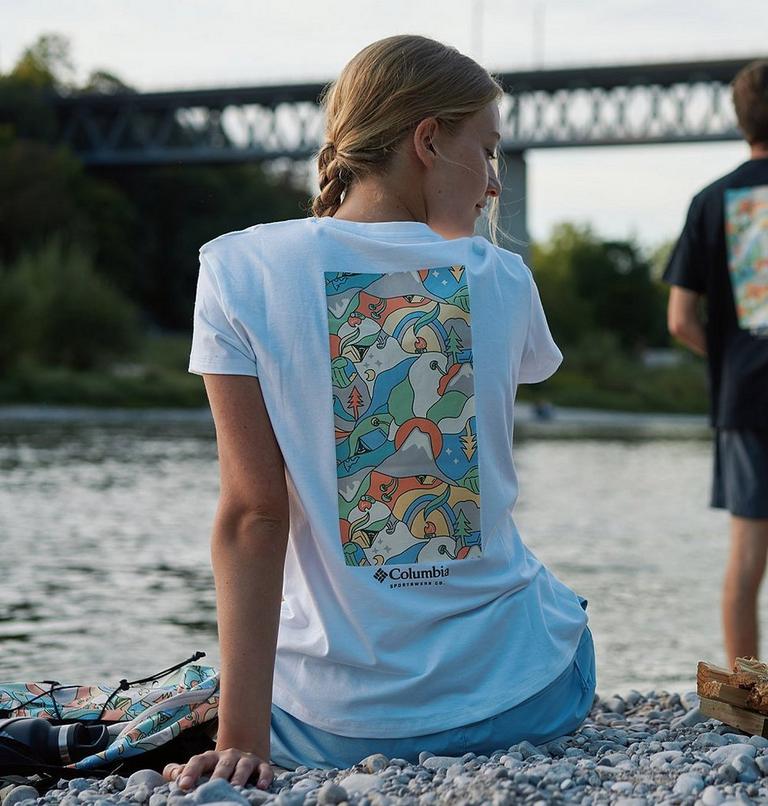 Women's Sun Trek Technical Graphic T-Shirt, Color: White, Epicamp, image 6