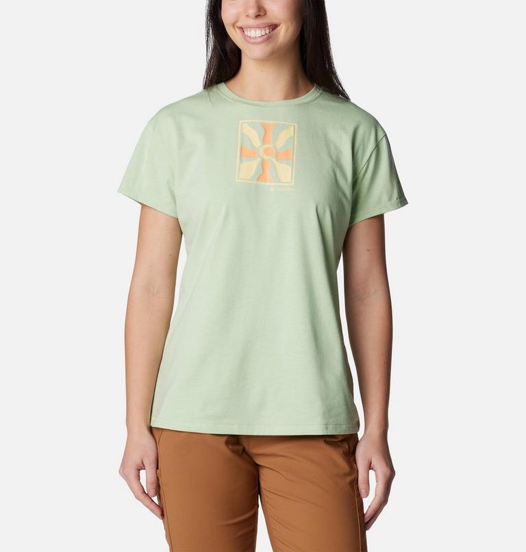 Sun Trek SS Graphic Tee, Color: Sage Leaf, Wavy Rays, image 1