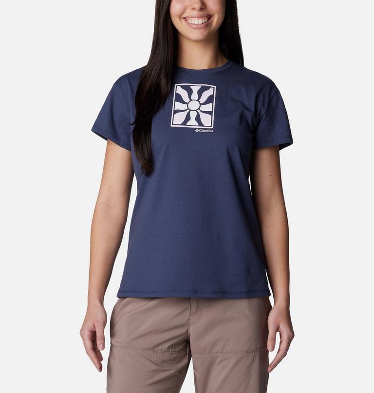 Women's Sun Trek Technical Graphic T-Shirt, Color: Nocturnal, Wavy Rays, image 1
