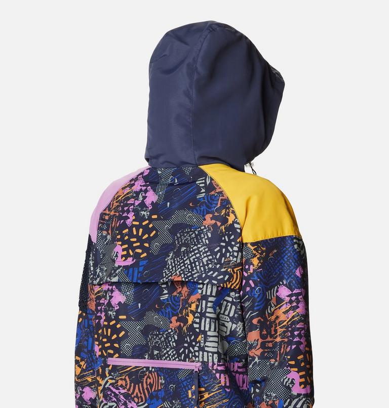 Women's Wallowa Park Windbreaker, Color: Nocturnal, Blossom Pink, Bright Gold, image 6