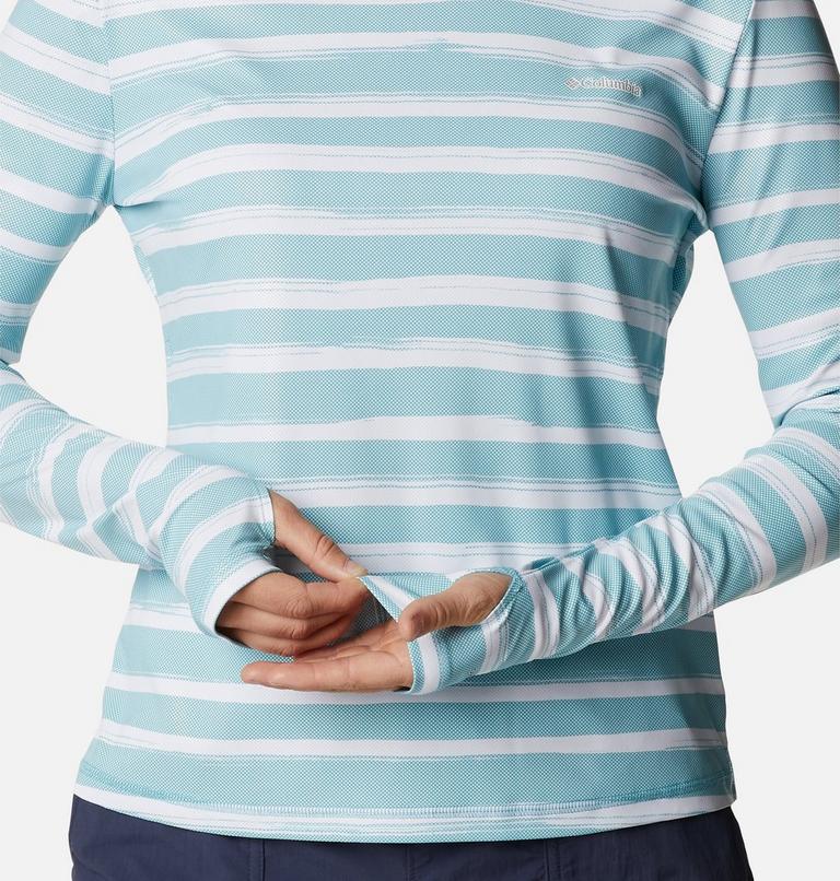 W Sun Deflector Summerdry LS Shirt | 363 | L, Color: Sea Wave Brush Stripe, image 5