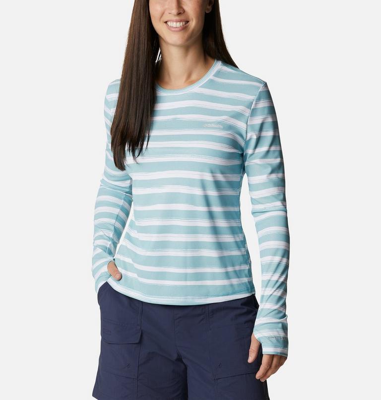 W Sun Deflector Summerdry LS Shirt | 363 | L, Color: Sea Wave Brush Stripe, image 1