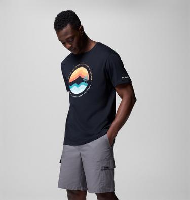Path Lake II Graphic T-Shirt für Männer, Color: Black, Circular Linescape, image 8