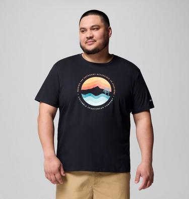 Men's Path Lake II Graphic T-Shirt - Extended Size, Color: Black, Circular Linescape, image 9