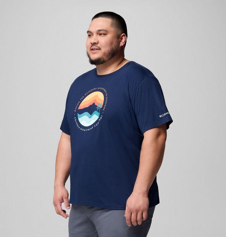 Men's Path Lake II Graphic T-Shirt - Extended Size, Color: Collegiate Navy, Circular Linescape, image 4