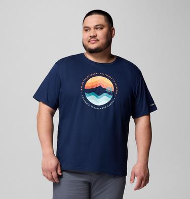 Men's Path Lake II Graphic T-Shirt - Extended Size, Color: Collegiate Navy, Circular Linescape, image 1