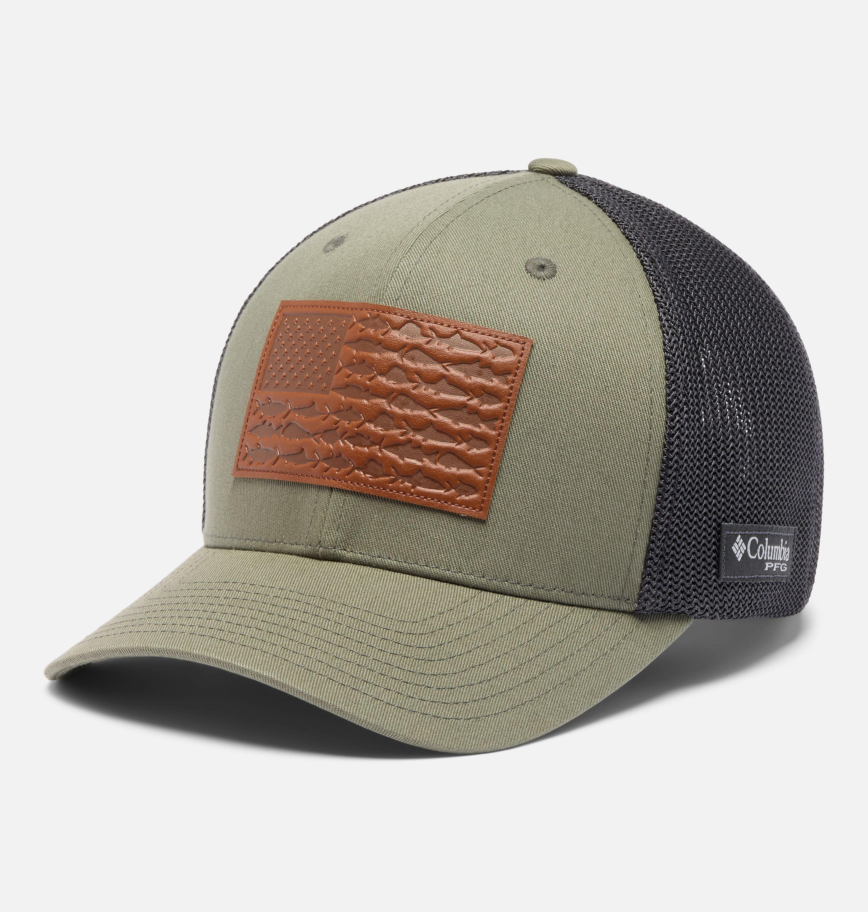 PFG Mesh Leather Fish Flag Ball Cap | Columbia