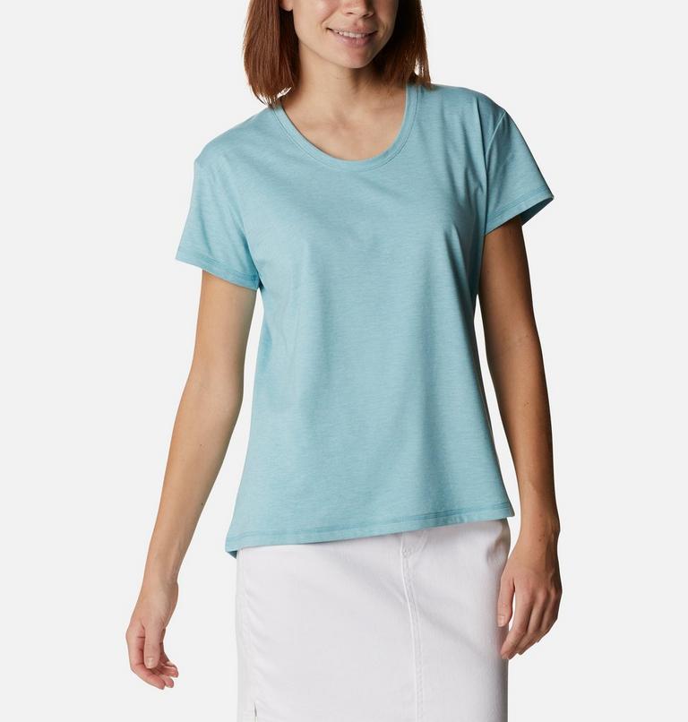 Women’s Sun Trek Technical T-Shirt, Color: Sea Wave Heather, image 5
