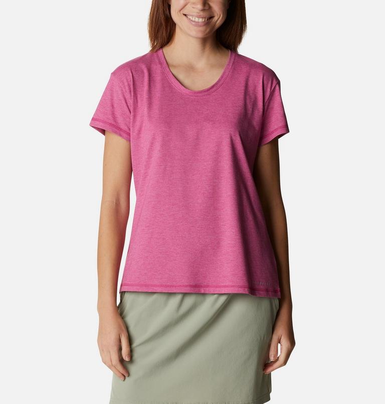 Sun Trek SS Tee | 665 | S, Color: Wild Fuchsia Heather, image 1