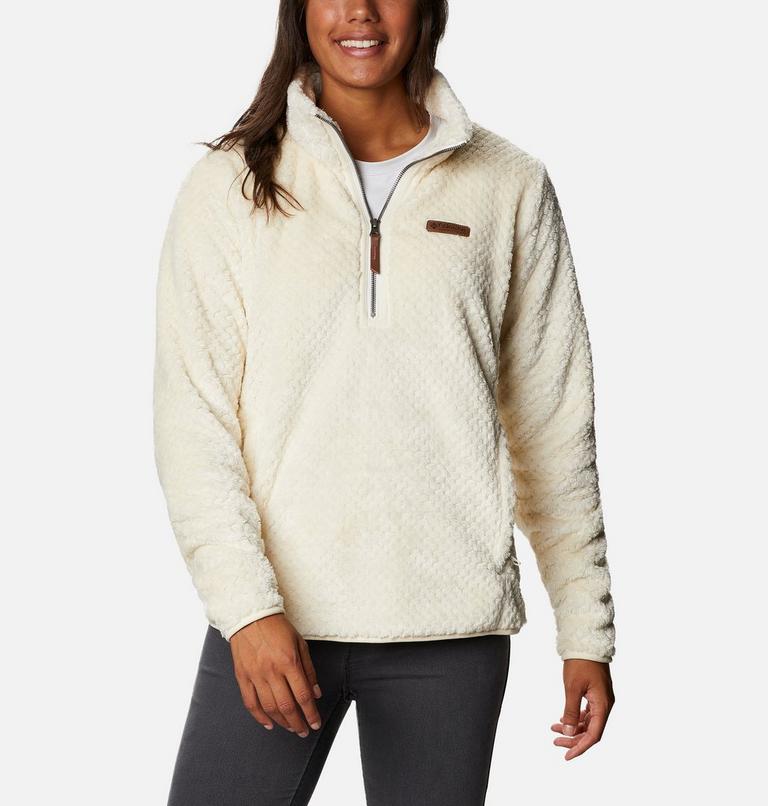 Women&rsquo;s Fire Side Half Zip Sherpa Fleece, Color: Chalk, image 1