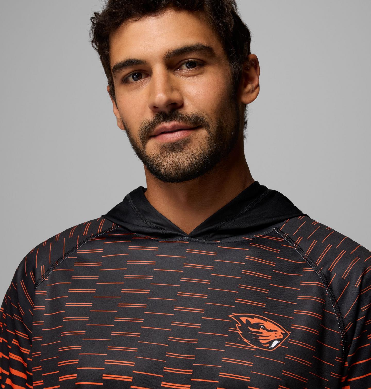 Мужское худи Columbia Collegiate PFG Super Terminal Tackle - Oregon State, цвет: Чёрный / Оранжевый — фото 4