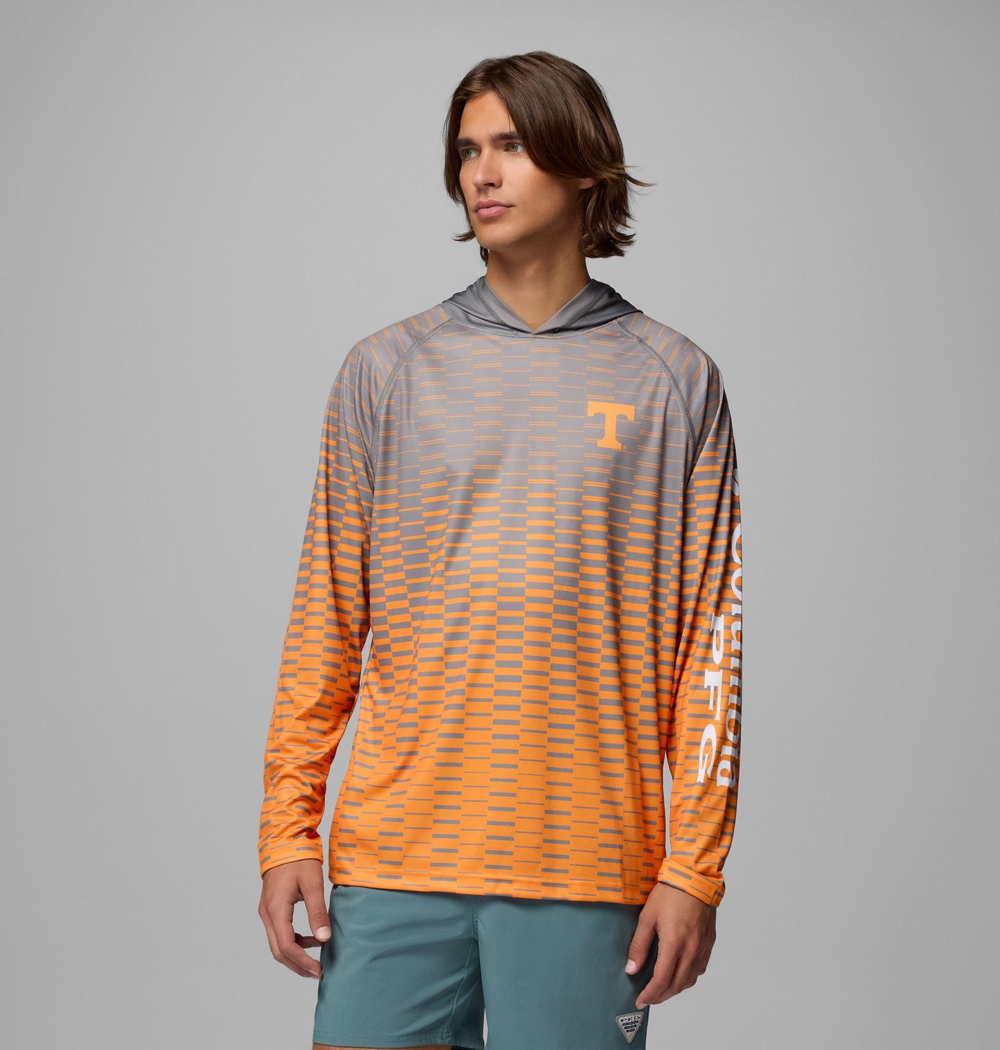 Мужское худи Columbia Collegiate PFG Super Terminal Tackle - Tennessee, цвет: Ut - Boulder, Solarize — фото 1