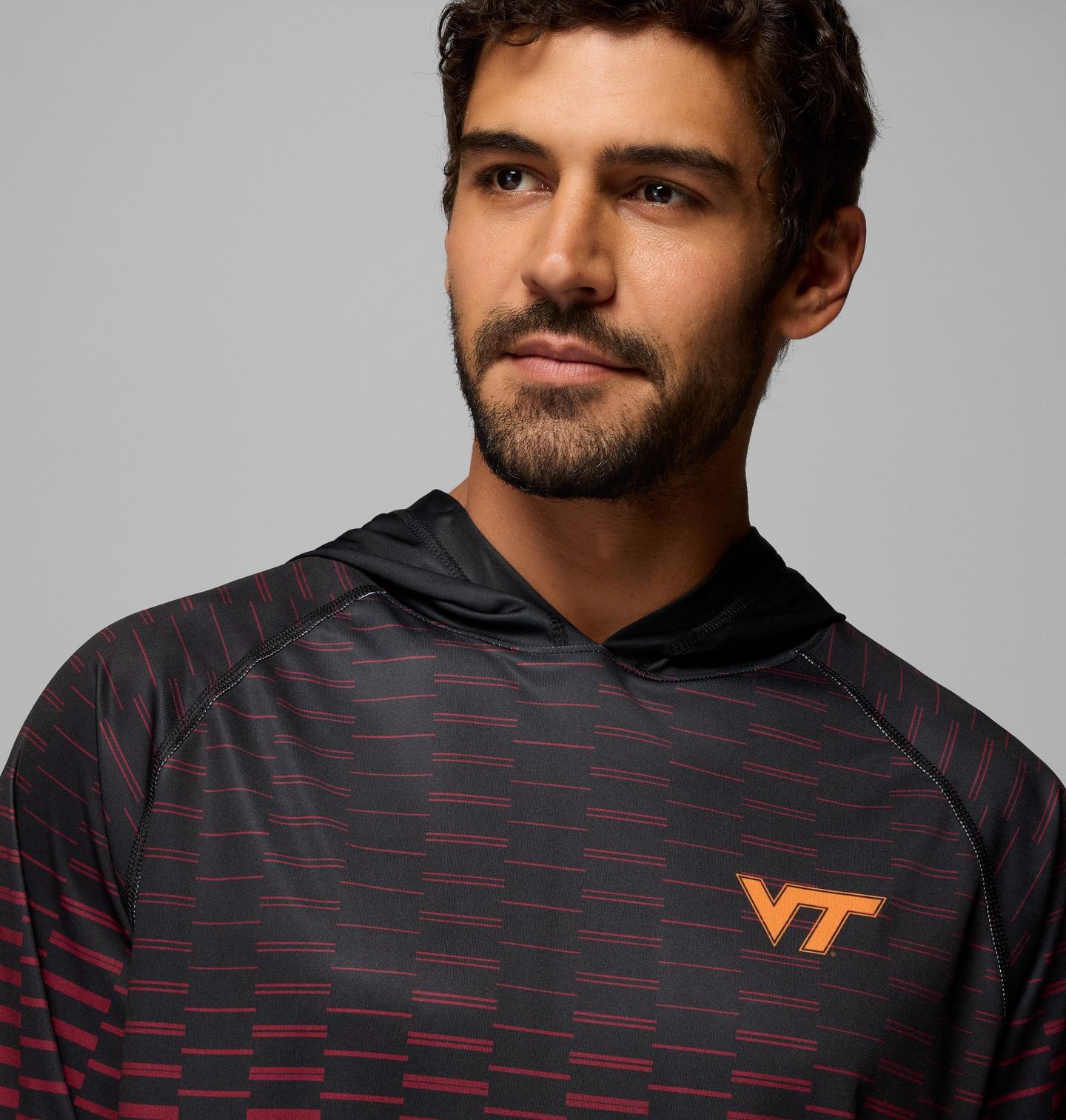 Мужское худи Columbia Collegiate PFG Super Terminal Tackle - Virginia Tech, цвет: Чёрный / Бордовый — фото 4