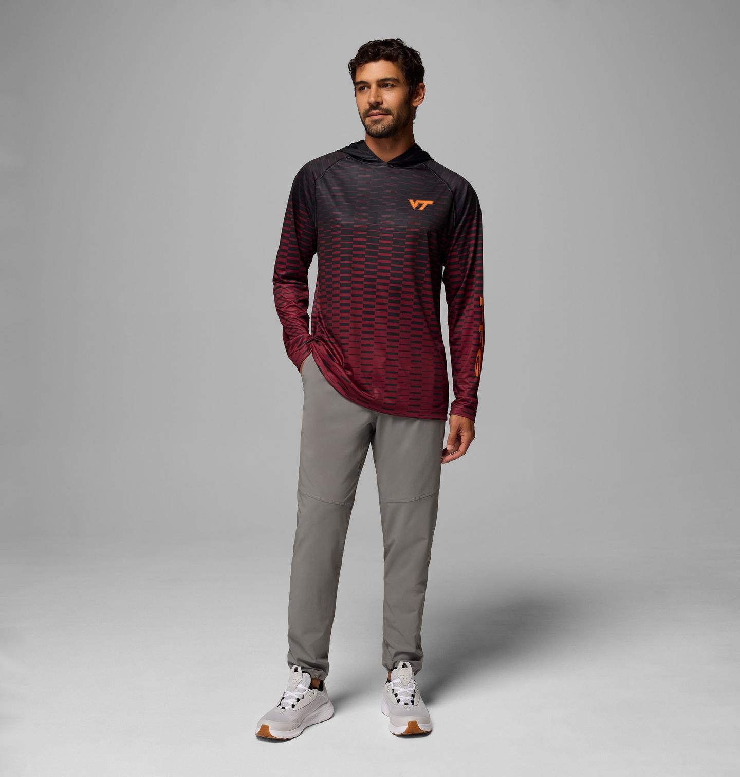 Мужское худи Columbia Collegiate PFG Super Terminal Tackle - Virginia Tech, цвет: Чёрный / Бордовый — фото 2