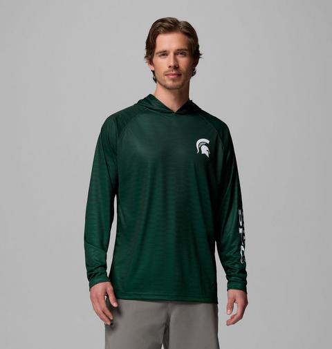 Мужское худи Columbia Collegiate PFG Super Terminal Tackle - Michigan State, цвет: Еловый