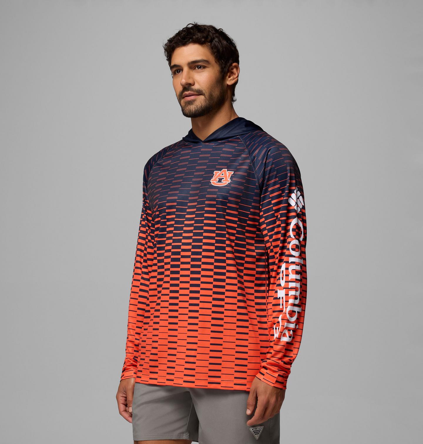Мужское худи Columbia Collegiate PFG Super Terminal Tackle - Auburn, цвет: Тёмно-синий / Оранжевый — фото 3