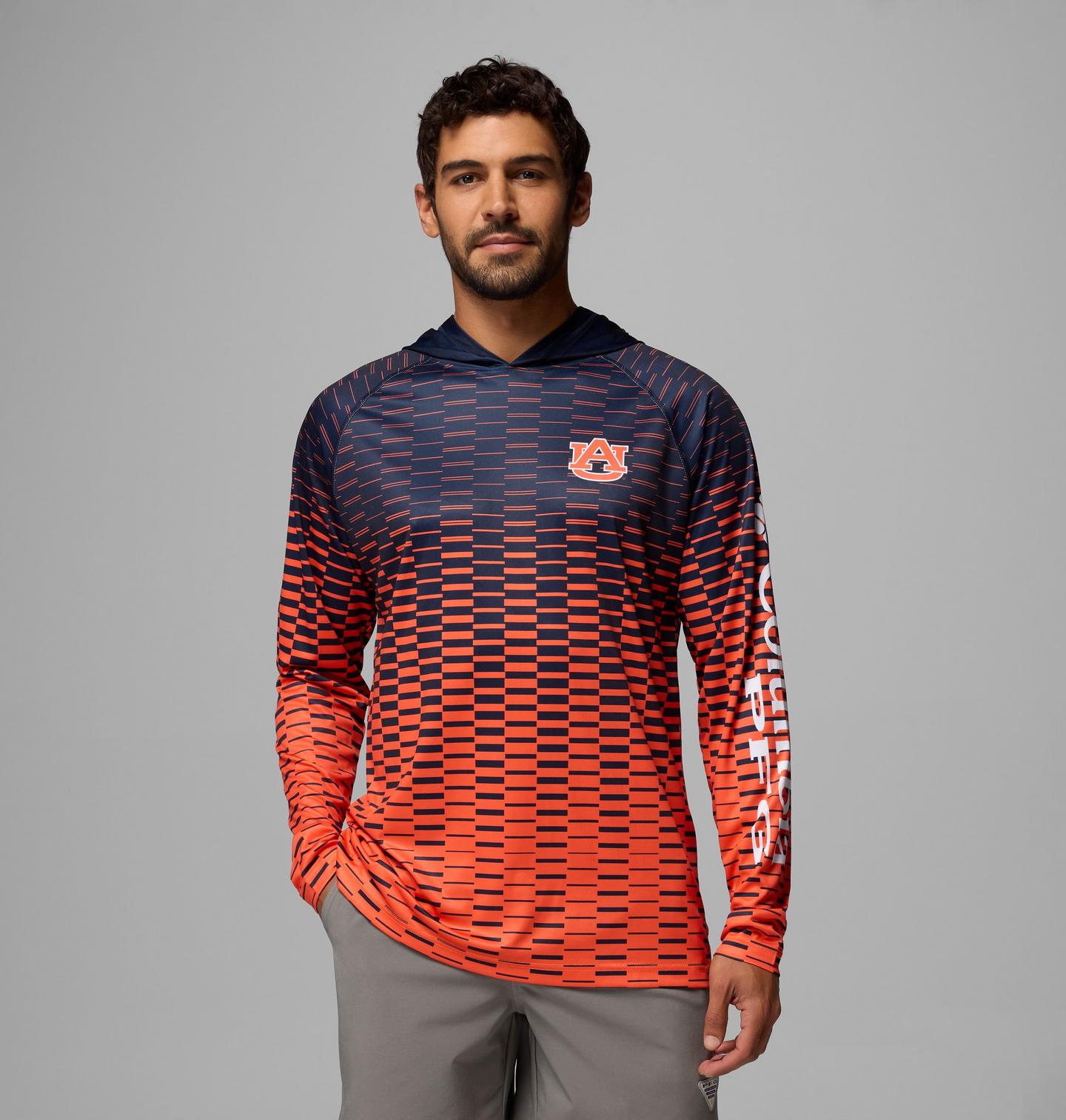 Мужское худи Columbia Collegiate PFG Super Terminal Tackle - Auburn, цвет: Тёмно-синий / Оранжевый — фото 1