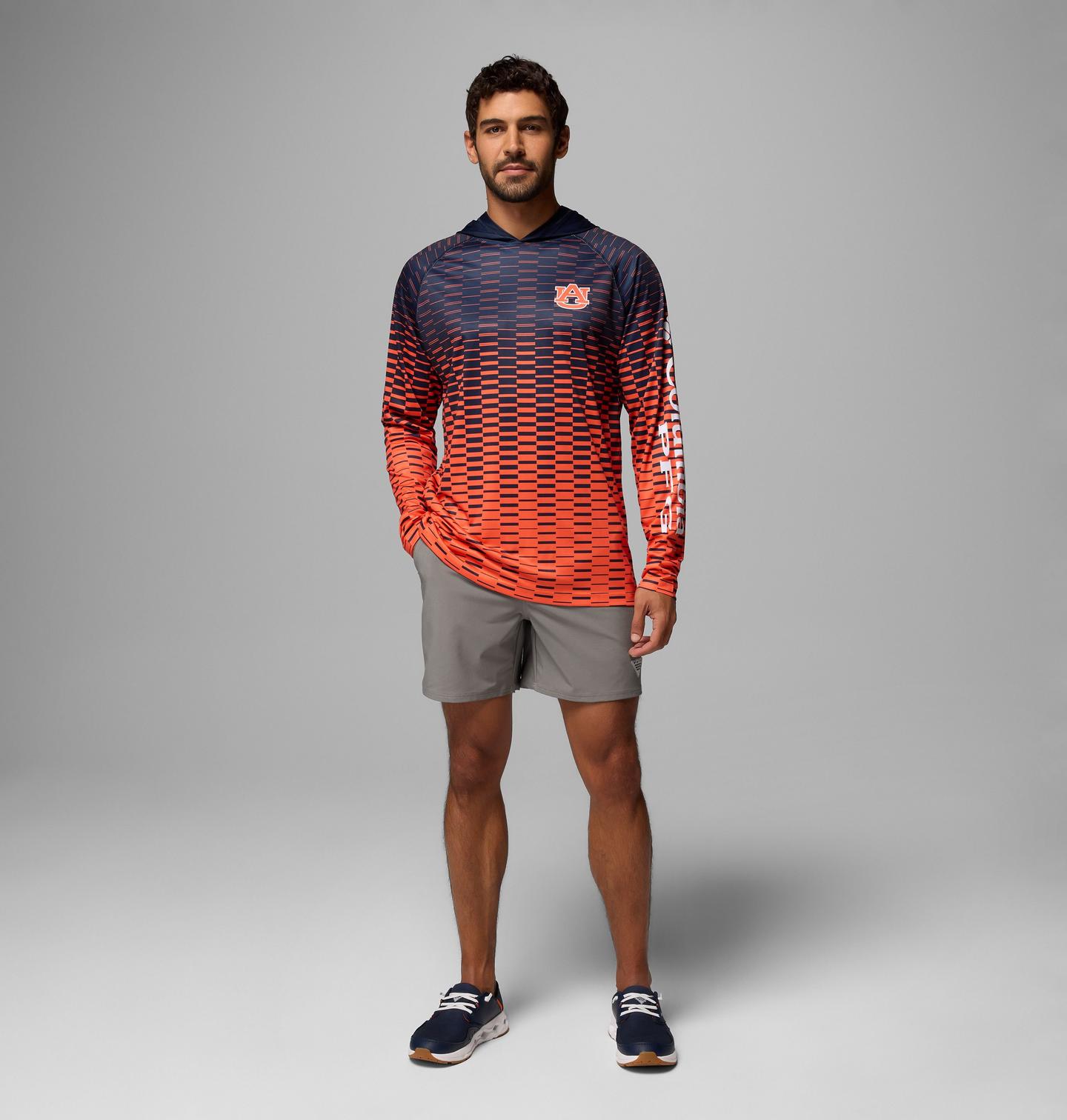 Мужское худи Columbia Collegiate PFG Super Terminal Tackle - Auburn, цвет: Тёмно-синий / Оранжевый — фото 2