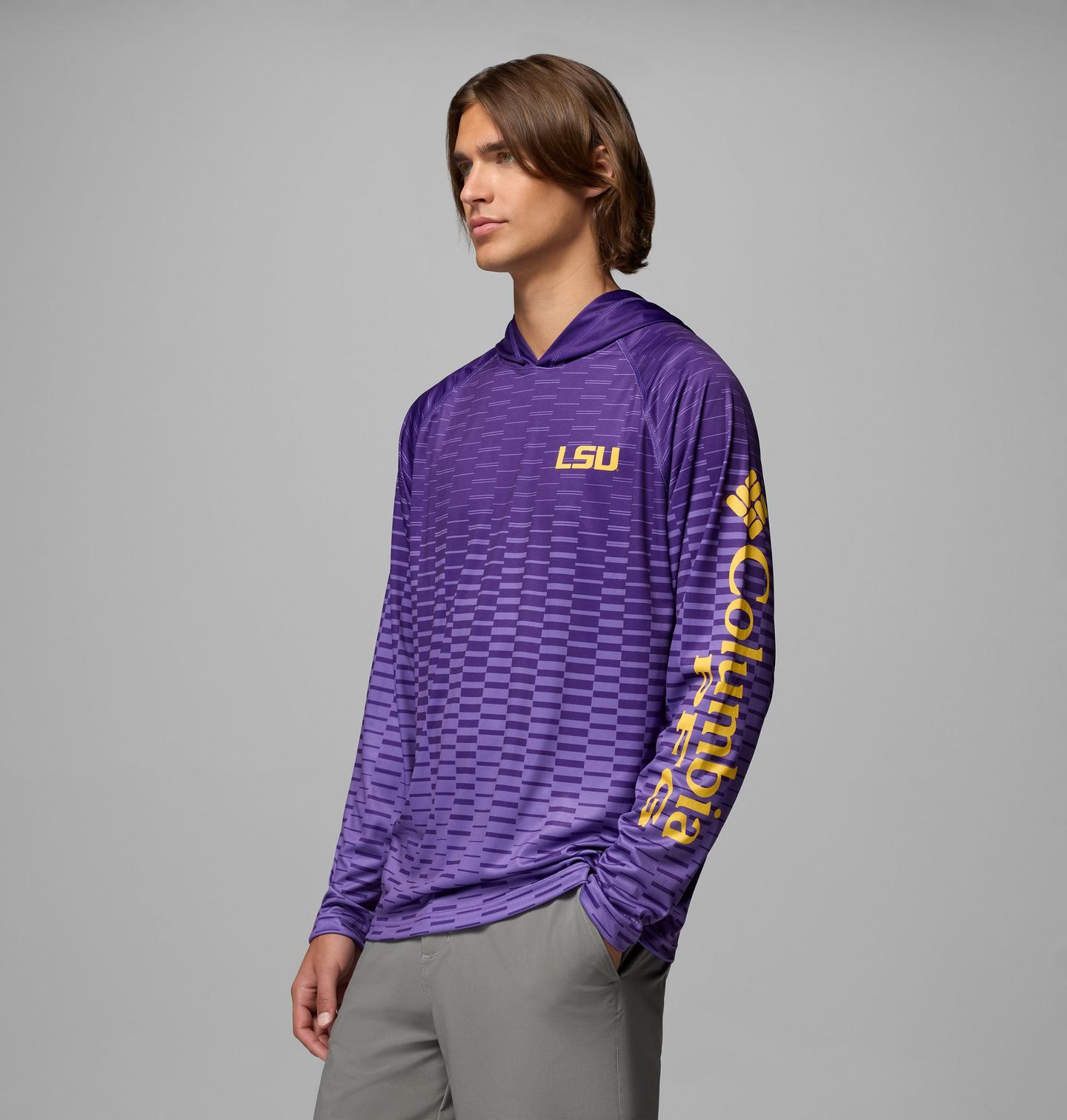 Мужское худи Columbia Collegiate PFG Super Terminal Tackle - Louisiana, цвет: Яркий фиолетовый — фото 3