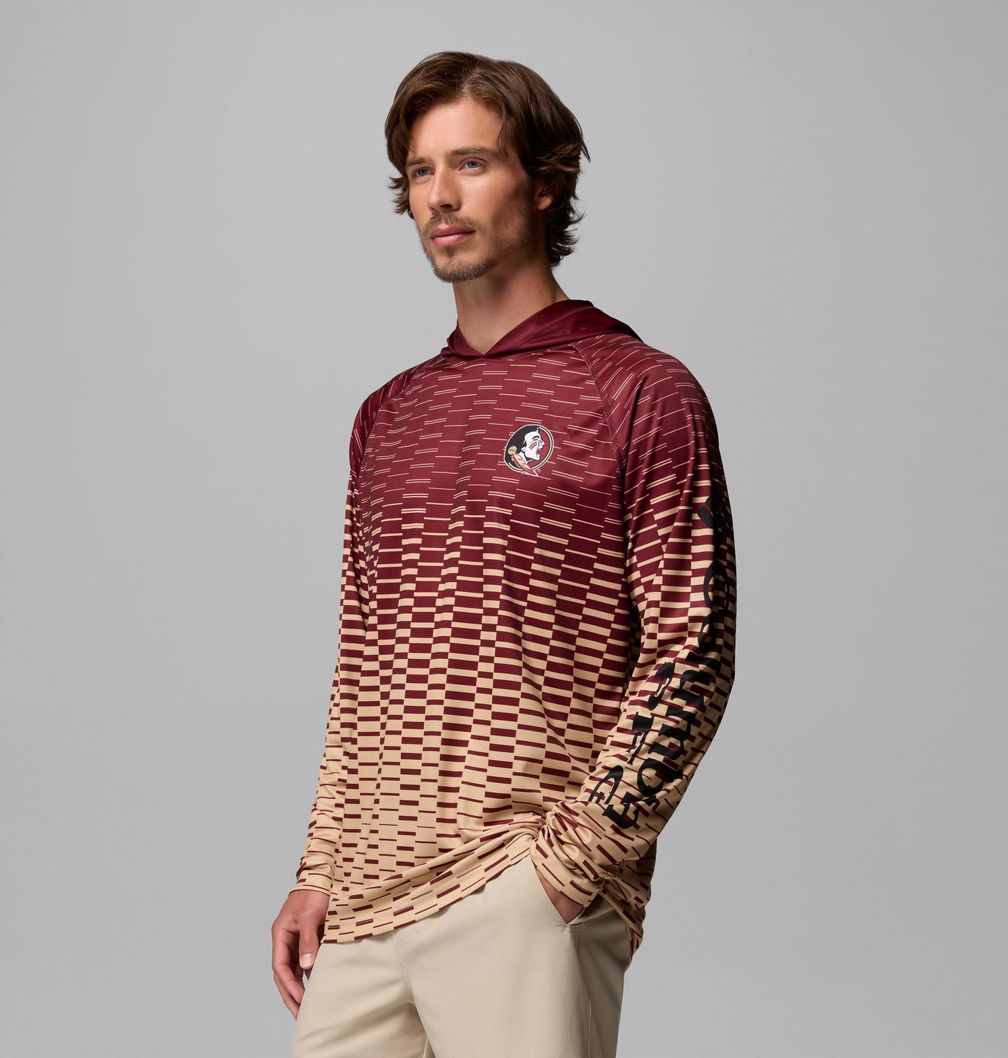 Мужское худи Columbia Collegiate PFG Super Terminal Tackle - Florida State, цвет: Бордовый / Светло-коричневый — фото 3