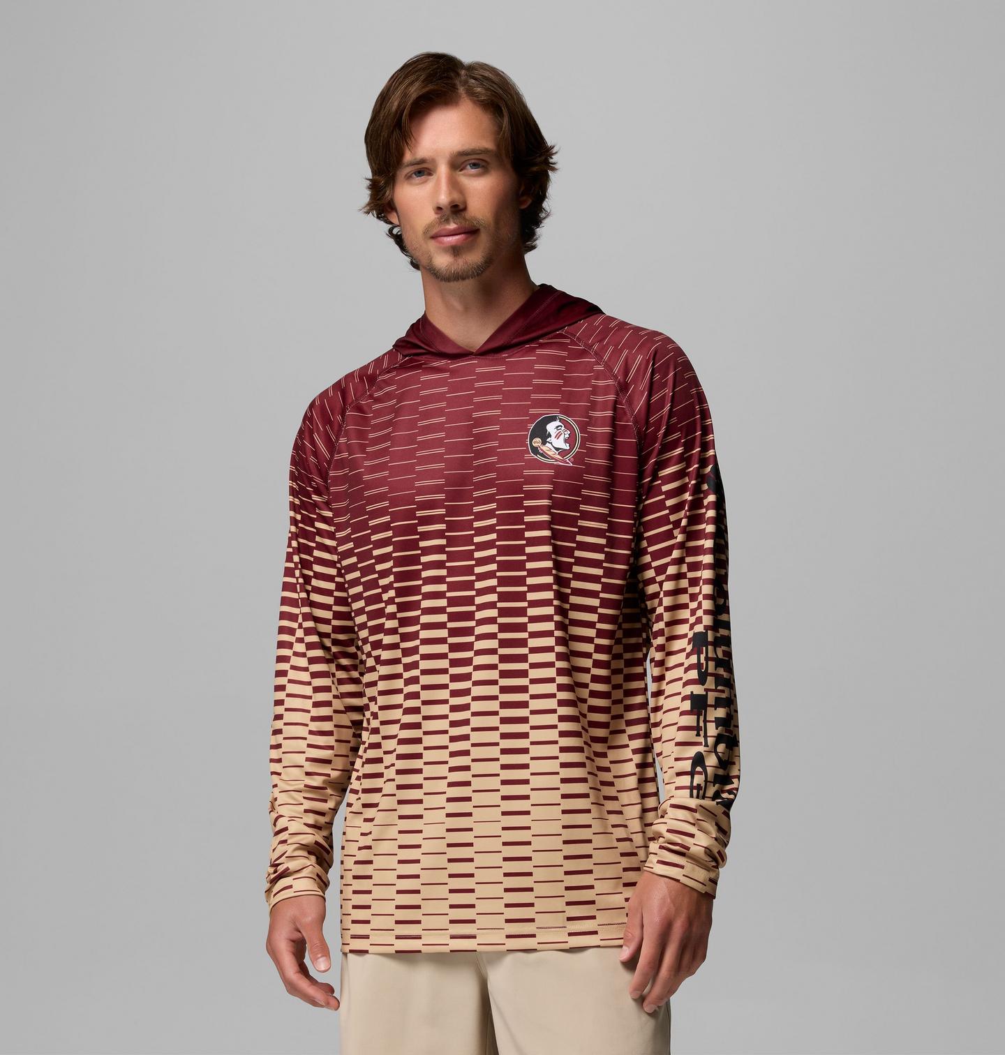 Мужское худи Columbia Collegiate PFG Super Terminal Tackle - Florida State, цвет: Бордовый / Светло-коричневый — фото 1