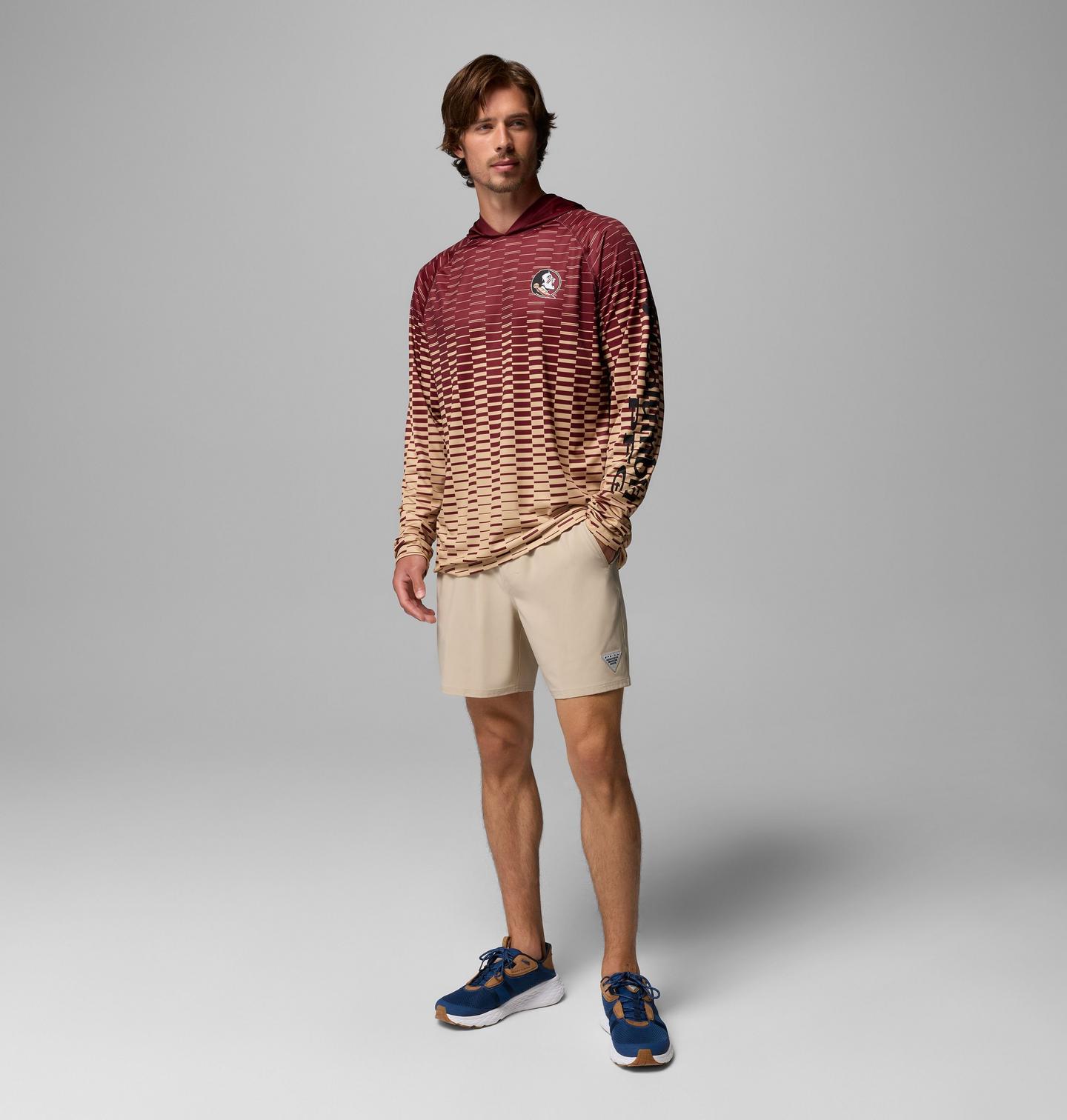 Мужское худи Columbia Collegiate PFG Super Terminal Tackle - Florida State, цвет: Бордовый / Светло-коричневый — фото 2