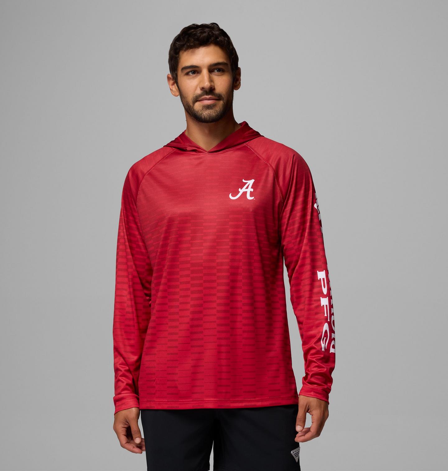 Мужское худи Columbia Collegiate PFG Super Terminal Tackle - Alabama, цвет: Красный бархатный — фото 1