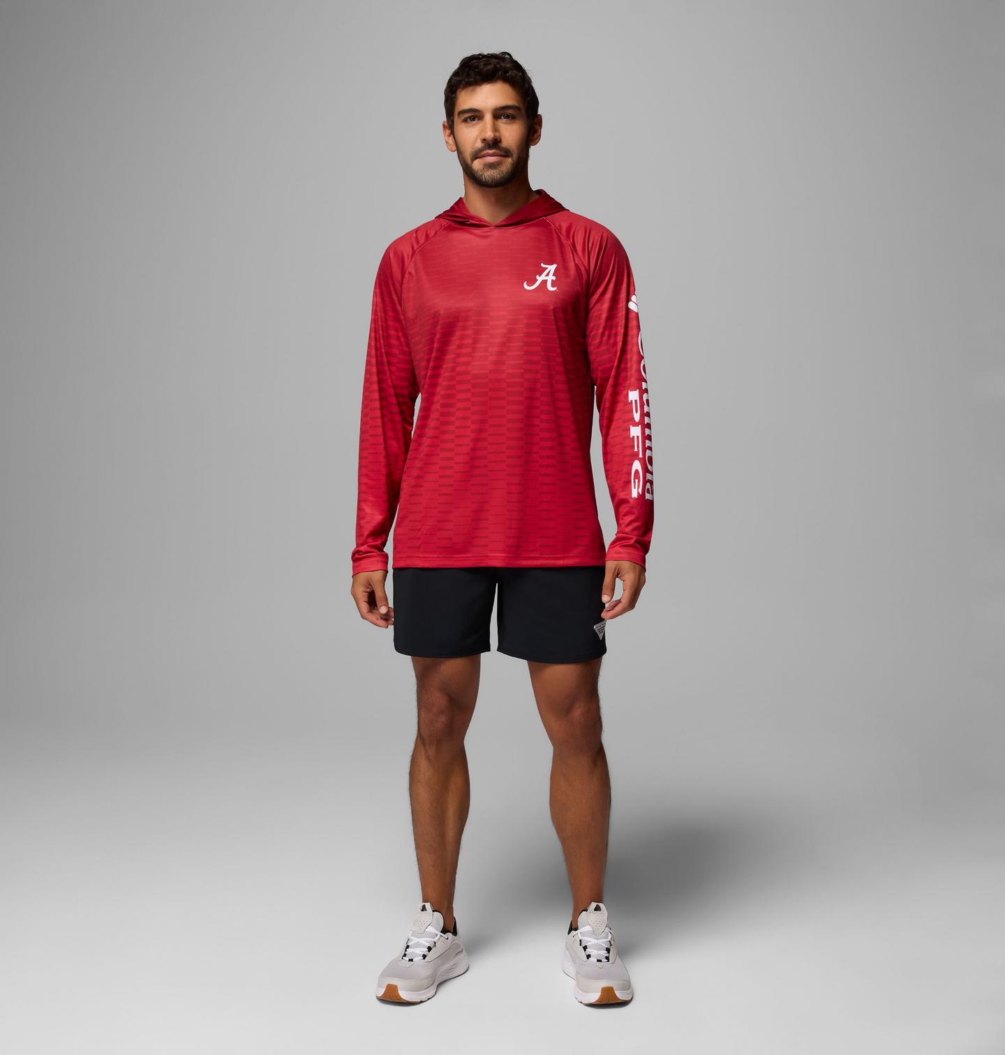 Мужское худи Columbia Collegiate PFG Super Terminal Tackle - Alabama, цвет: Красный бархатный — фото 2
