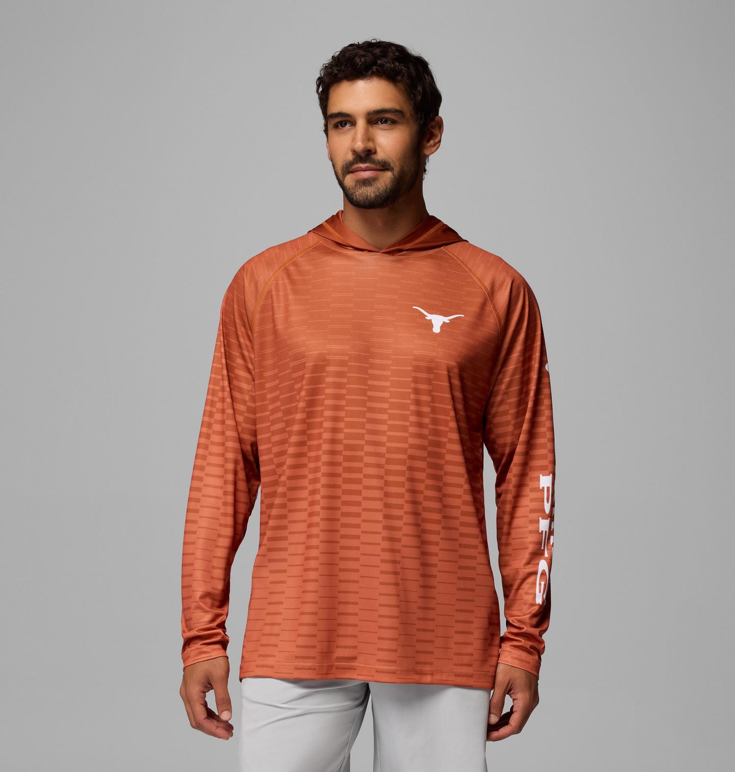 Мужское худи Columbia Collegiate PFG Super Terminal Tackle - Texas, цвет: Кедровый — фото 1